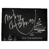Elegant Trendy Chalkboard Kerst Groot Cadeauzakje (Achterkant)