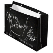 Elegant Trendy Chalkboard Kerst Groot Cadeauzakje (Voorkant Gekanteld)
