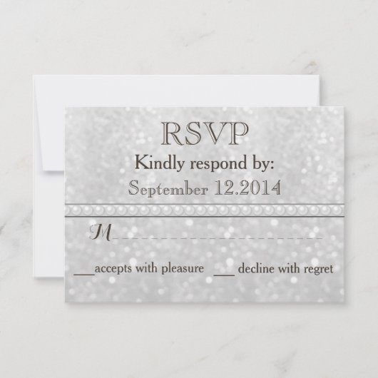 Elegant trendy glitter romantische parelbruiloft R RSVP Kaartje (Voorkant)