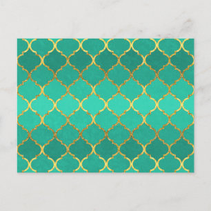 Elegant trendy gold faux glitter quatrefoil briefkaart