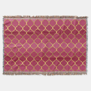 Elegant trendy gold faux glitter quatrefoil deken