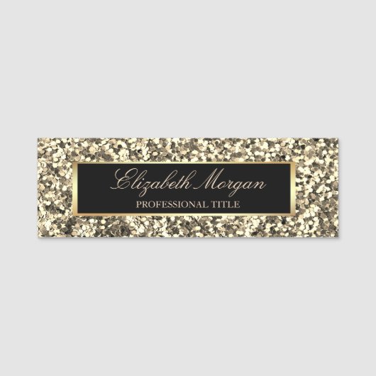Elegant Trendy Gold Glitter, Lijst Naamplaatje (Voorkant)