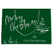 Elegant Trendy Green Abstract Tree Merry Kerstmis Groot Cadeauzakje (Voorkant)