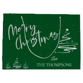 Elegant Trendy Green Abstract Tree Merry Kerstmis Groot Cadeauzakje (Achterkant)