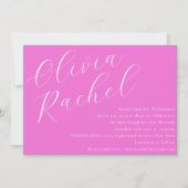 Elegant Trendy Hot Pink Script Minimal Bat Mitzvah Kaart (Voorkant)