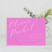 Elegant Trendy Hot Pink Script Minimal Bat Mitzvah Kaart (Staand voorkant)