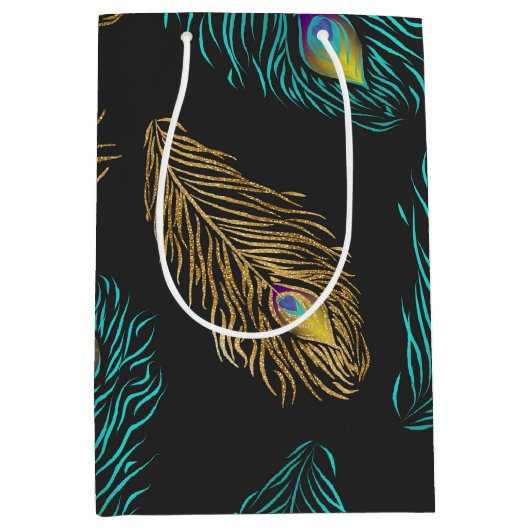 Elegant trendy peace-veren patroon medium cadeauzakje (Voorkant)