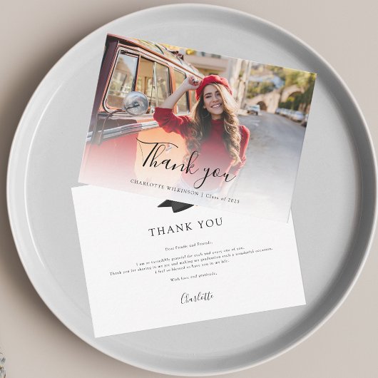 Elegant Trendy Photo Script Afstuderen 2025 Notitiekaartje