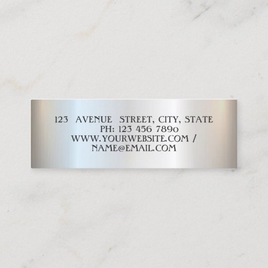 Elegant Trendy Professional, Silver, Striped Mini Visitekaartje (Achterkant)