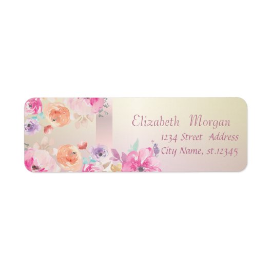 Elegant Trendy Romantic Waterverf Flowers Etiket (Voorkant)