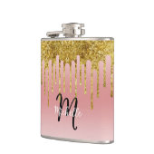 Elegant Trendy Roze Gouden Glitter Monogram Initia Heupfles (Links)