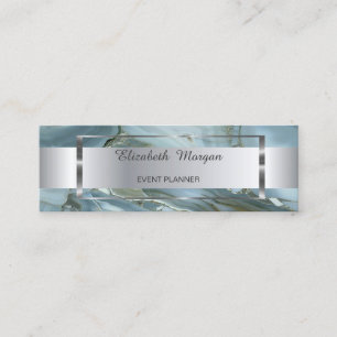 Elegant Trendy Silver Stripe Lijst, marmer Mini Visitekaartje
