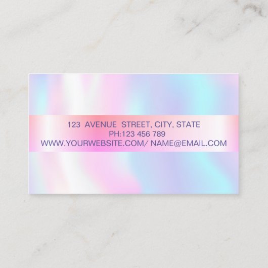 Elegant Trendy Stripe Gold Lijst Holographic Visitekaartje (Achterkant)