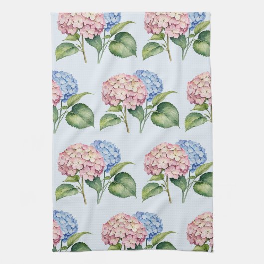 Elegant Trendy Watercolor Hydrangea Floral Theedoek (Verticaal)