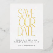 Elegant Trendy White en Gold Save the Date Folie Uitnodiging (Voorkant)