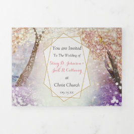 Elegant Tri-Fold Fairy Tale Wedding bevat RSVP Drieluik Programma