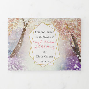 Elegant Tri-Fold Fairy Tale Wedding bevat RSVP Drieluik Programma