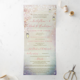Elegant Tri-Fold Fairy Tale Wedding bevat RSVP Drieluik Programma
