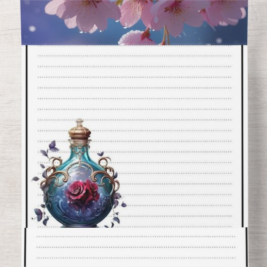 Elegant Tri-Fold Wedding Invitation - Pink Cherry  All In One Uitnodiging (Binnenkant midden)