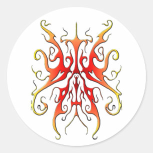 Elegant Tribal Tattoo Design - rode vlam Ronde Sticker
