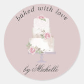 élégant trois niveaux gâteau maison autocollant cu (Devant)