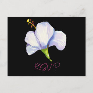 Elegant Tropical Beach Floral Black Reception Briefkaart
