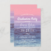 Elegant Tropical Beach Graduparty Kaart (Voorkant / Achterkant)