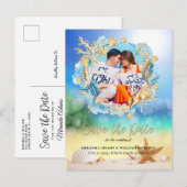 Elegant Tropical Beach Photo Wedding Aankondigingskaart (Voorkant / Achterkant)