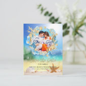 Elegant Tropical Beach Photo Wedding Aankondigingskaart (Staand voorkant)