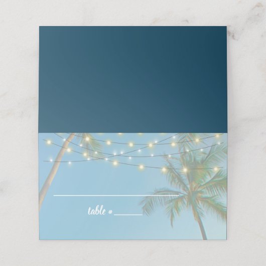 Elegant Tropical Beach Wedding Palm Trees Lights (Buitenkant ongevouwen)