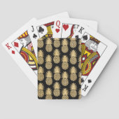Elegant Tropical Black en Gold Pineapple Pattern Pokerkaarten (Achterkant)