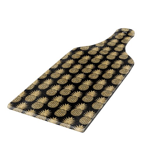 Elegant Tropical Black en Gold Pineapple Pattern Snijplank (Hoek)