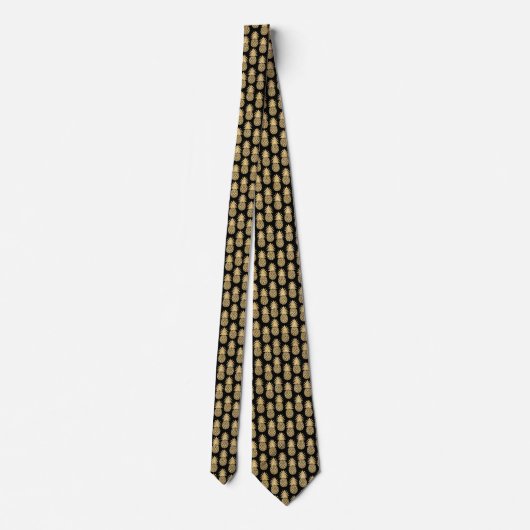 Elegant Tropical Black en Gold Pineapple Pattern Stropdas (Achterkant)
