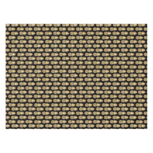 Elegant Tropical Black en Gold Pineapple Pattern Tafelkleed (Voorkant (Horizontaal))