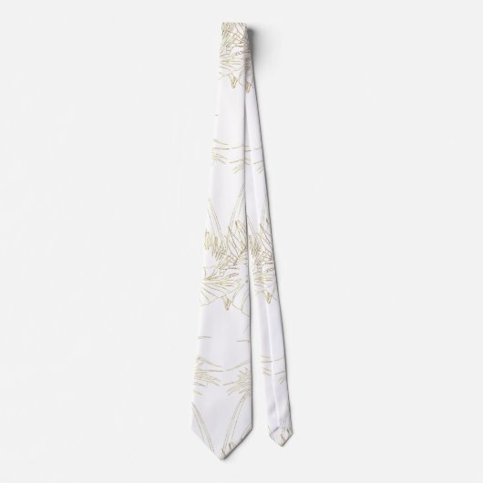 Elegant tropical bladeren golden strokes design stropdas (Voorkant)