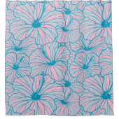 Elegant Tropical Blue Floral Hibiscus Pattern | Douchegordijn (Voorkant)