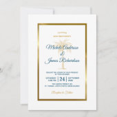 Elegant Tropical Blue Gold Palm Tree Beach Weddens Kaart (Voorkant)