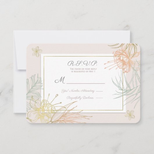 Elegant Tropical Botanical Floral Wedding RSVP Kaartje (Voorkant)