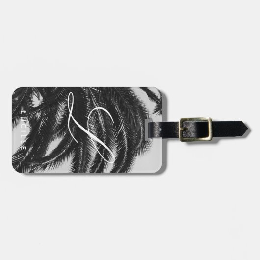 Elegant Tropical Custom Name Monogram Bagagelabel (Voorkant horizontaal)