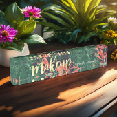 Elegant Tropical Floral Gold Script Makeup Salon Naambordje