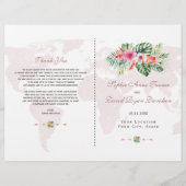 Élégant Tropical Floral Gold World Map Programme (Devant)