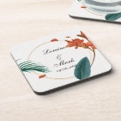 Elegant Tropical Floral Wedding Bier Onderzetter (Linkerzijde)