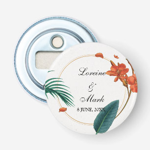 Elegant Tropical Floral Wedding Button Flesopener