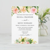 Elegant Tropical Floral Wedding Kaart (Staand voorkant)