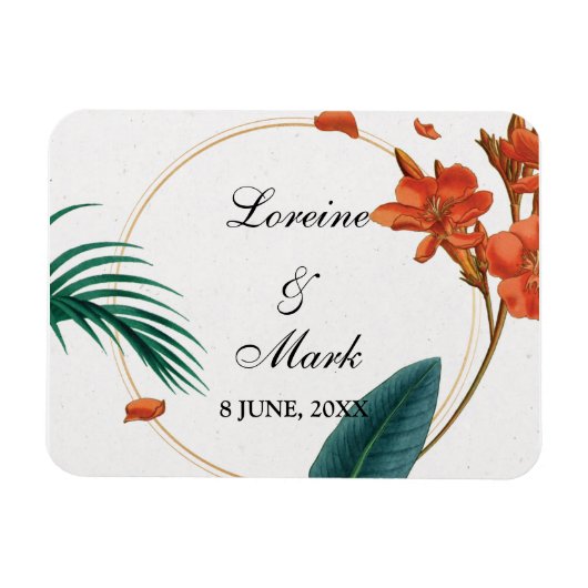 Elegant Tropical Floral Wedding Magneet (Horizontaal)