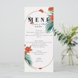 Elegant Tropical Floral Wedding Menu