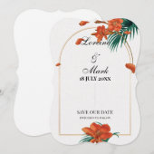 Elegant Tropical Floral Wedding Save The Date (Voorkant / Achterkant)
