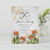 Elegant Tropical Flower 50th Birthday Invitation (Staand voorkant)