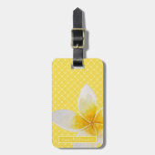 Elegant Tropical Flower & Trellis Pattern | Geel Bagagelabel (Voorkant verticaal)