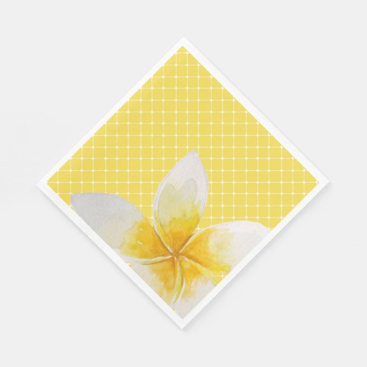 Elegant Tropical Flower & Trellis Pattern | Geel Servet (Hoek)